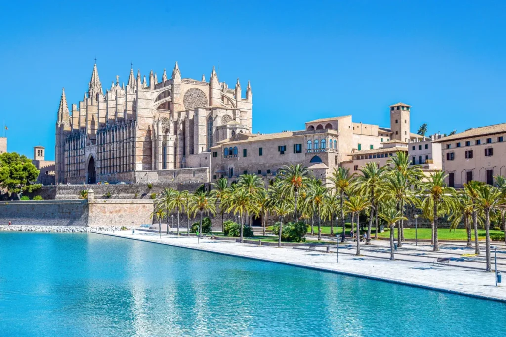 View of the Cathedral of Saint Mary in Palma de Mallorca.